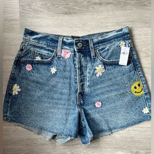 Old Navy Blue Jean Shorts with Embroidered Patches